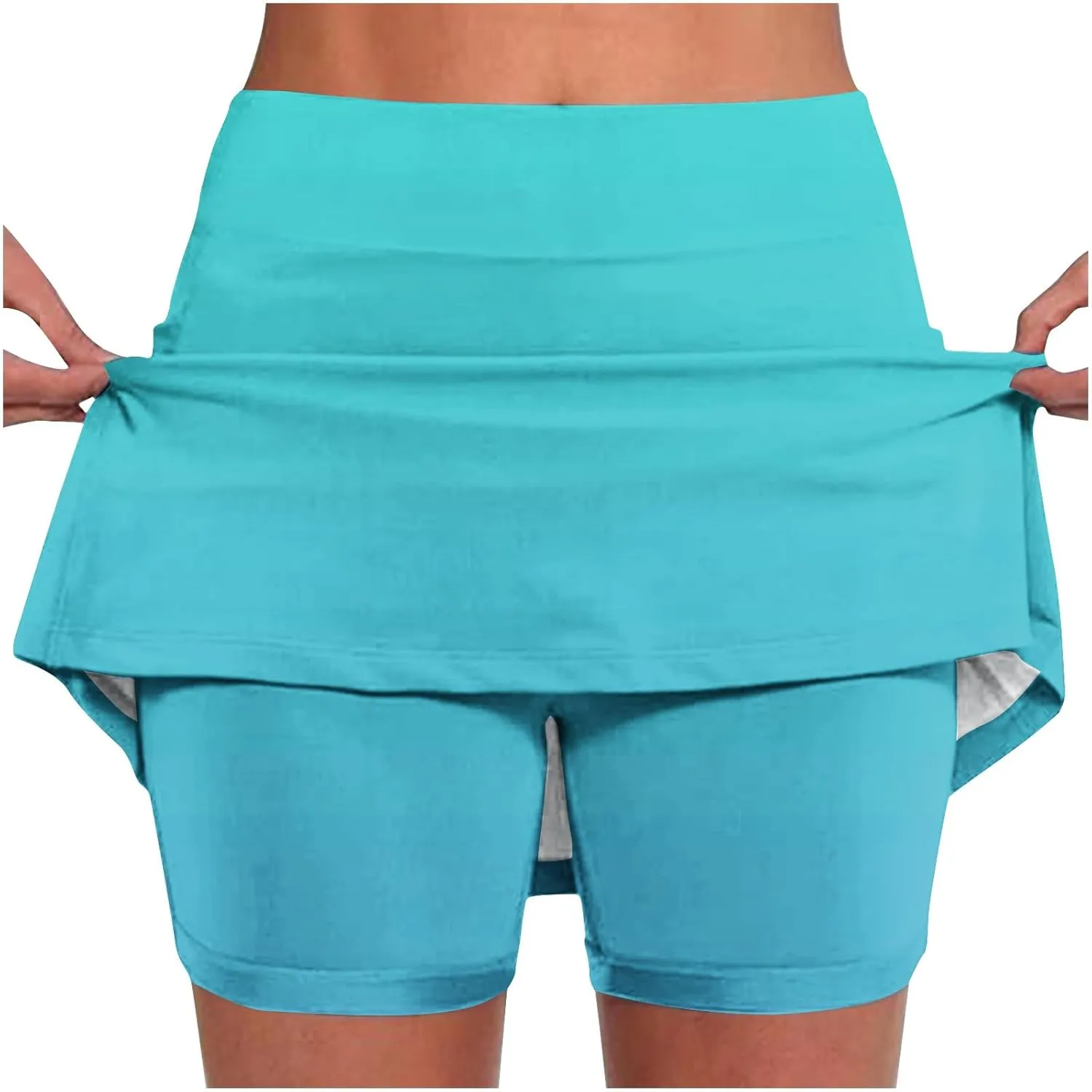 Womens Golf Skorts High Waist Athletic Skirt with Shorts Fashion Gradient Yoga Skirts Pants Summer Running Clothes