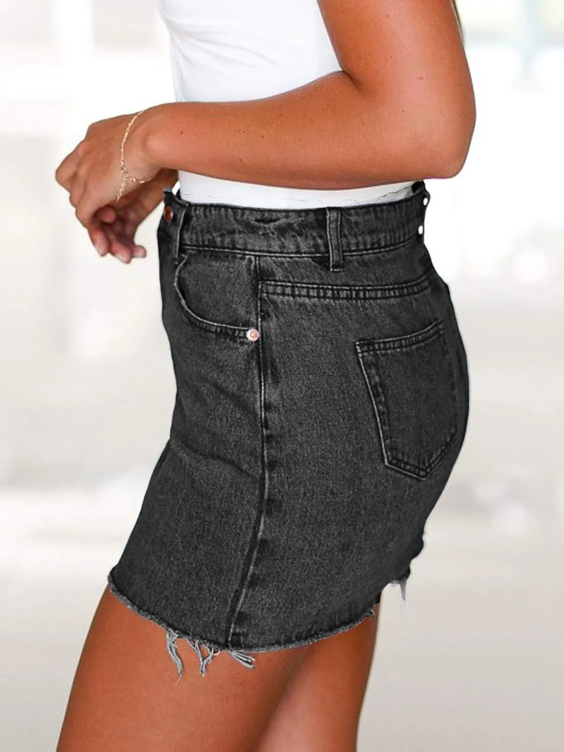 Women's High Waisted Denim Mini Skirt