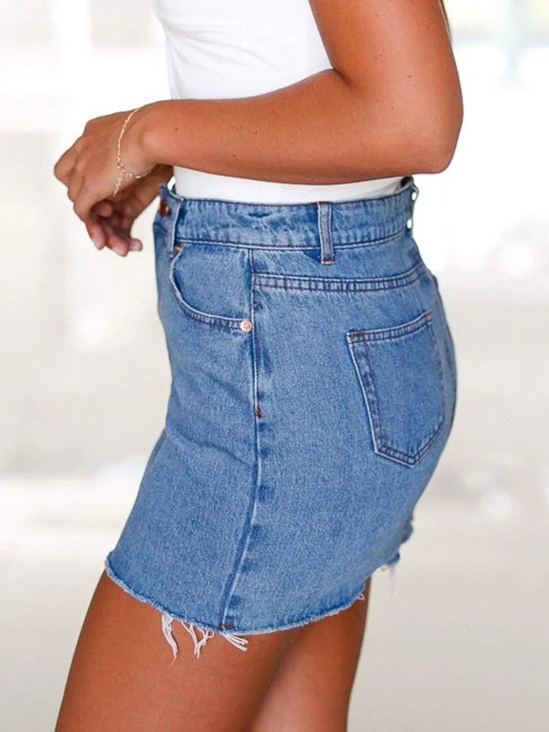 Women's High Waisted Denim Mini Skirt