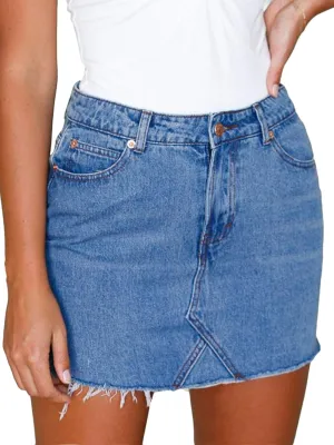Women's High Waisted Denim Mini Skirt