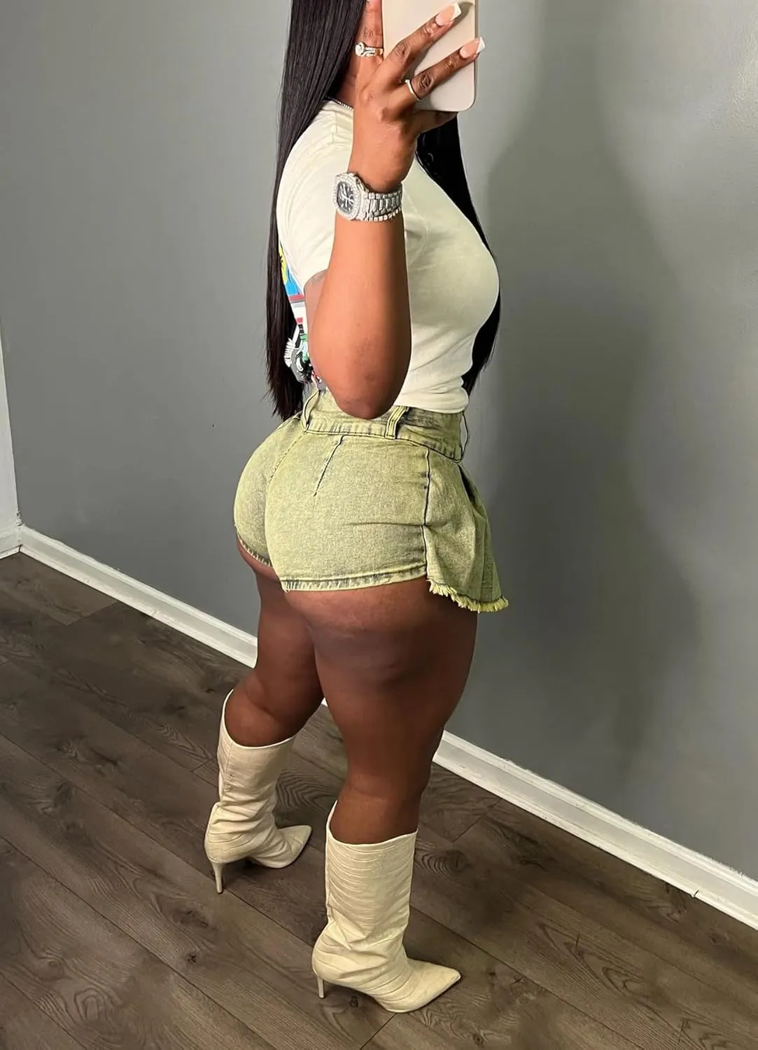Womens Jean Cargo Skirt Skorts High Waist Stretchy Button Bodycon Y2K Pockets Denim Mini Skirt Shorts
