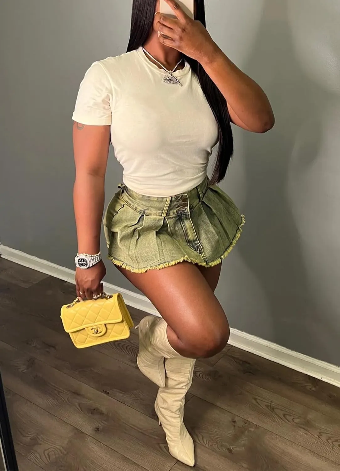 Womens Jean Cargo Skirt Skorts High Waist Stretchy Button Bodycon Y2K Pockets Denim Mini Skirt Shorts