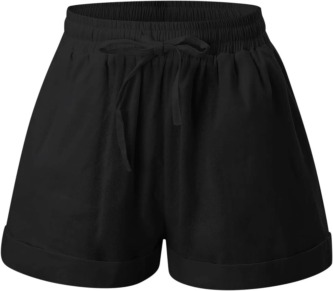 Women's Linen Shorts High Waisted Pleated Casual Bermuda Pants Lightweight Loose Wide Leg Workout Short with Pockets