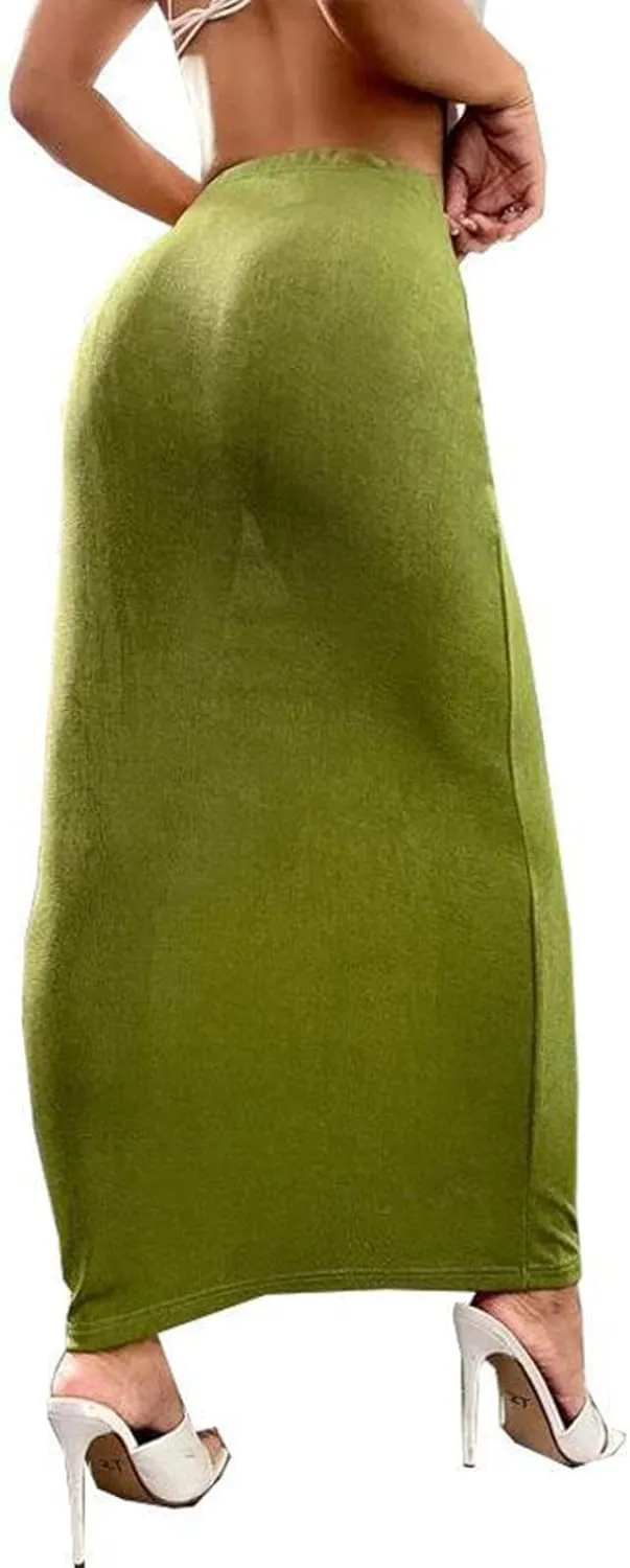 Women's Long Midi Pencil Skirt High Waisted Bodycon Summer Dresses Casual Office Work Business Skirts