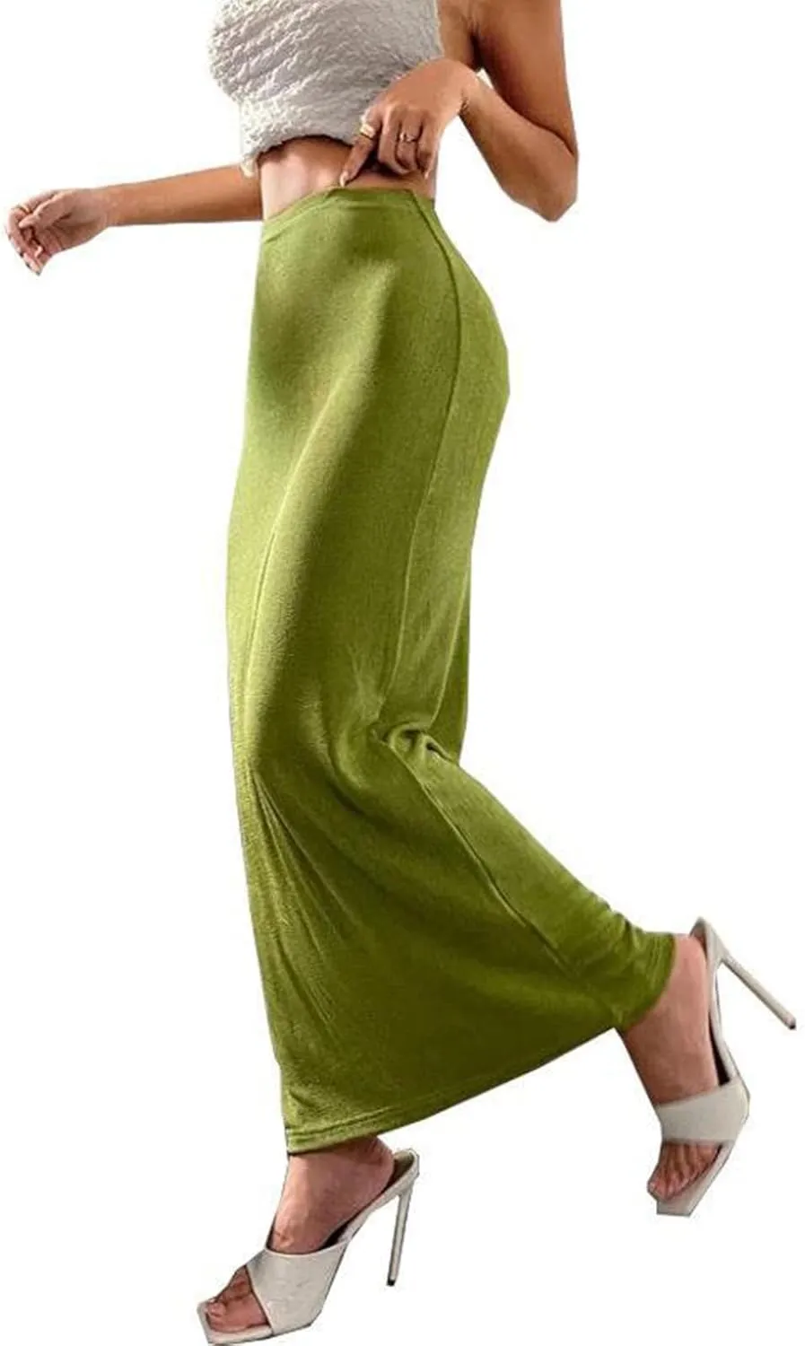 Women's Long Midi Pencil Skirt High Waisted Bodycon Summer Dresses Casual Office Work Business Skirts