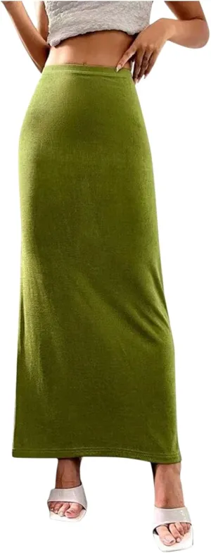 Women's Long Midi Pencil Skirt High Waisted Bodycon Summer Dresses Casual Office Work Business Skirts