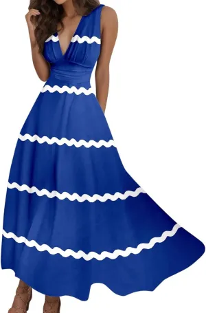 Women's Loose Fit Pleated Dresses V Neck Daily Swing Casual Ruffle 2025 Short Sleeve Fashion Drawstring Floral Dress