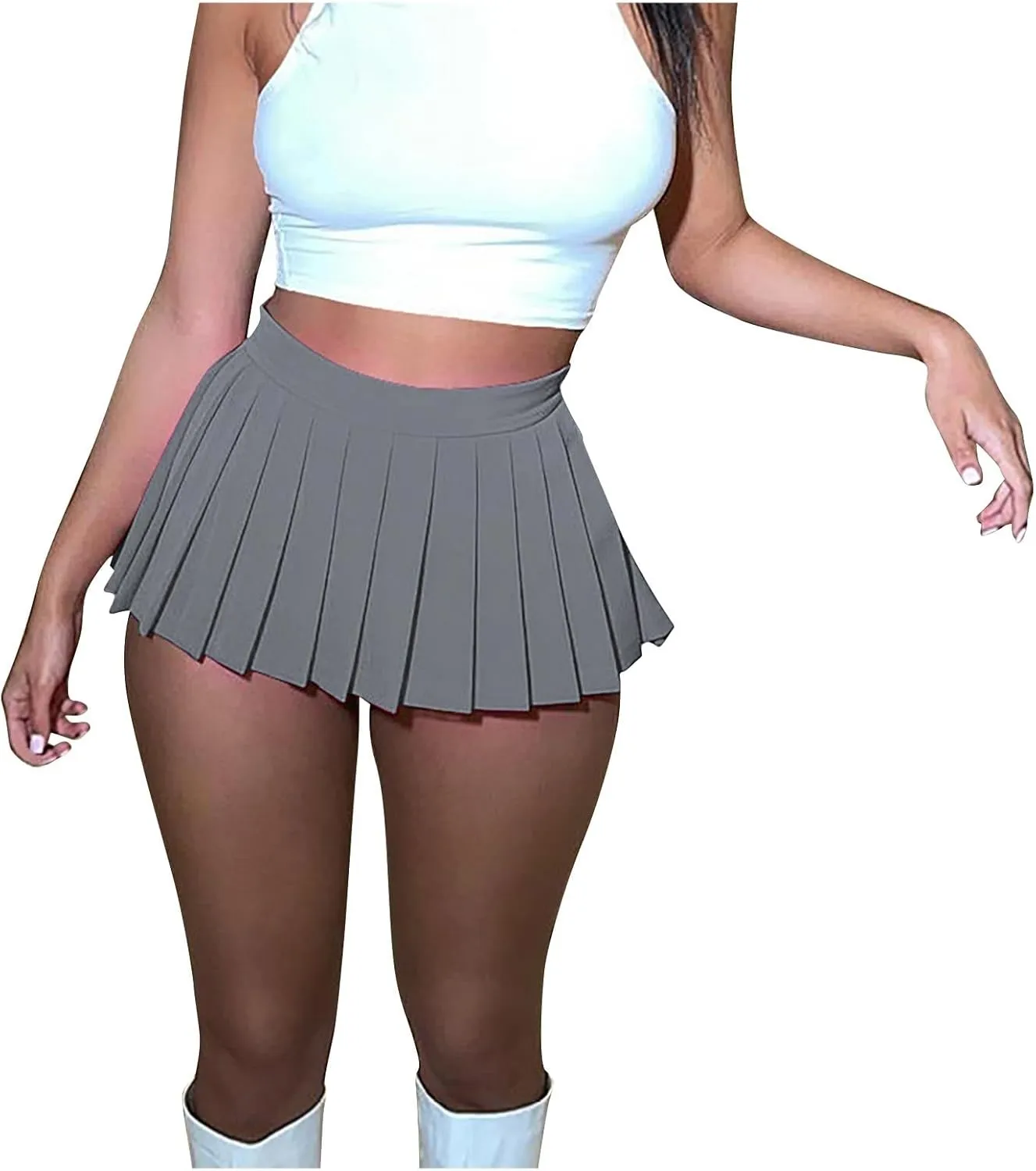 Women's Mini Pleated Skirts Sexy Club Y2k High Waist Stretchy Tennis Skater A-line Skirt School Uniform Mini Skirts