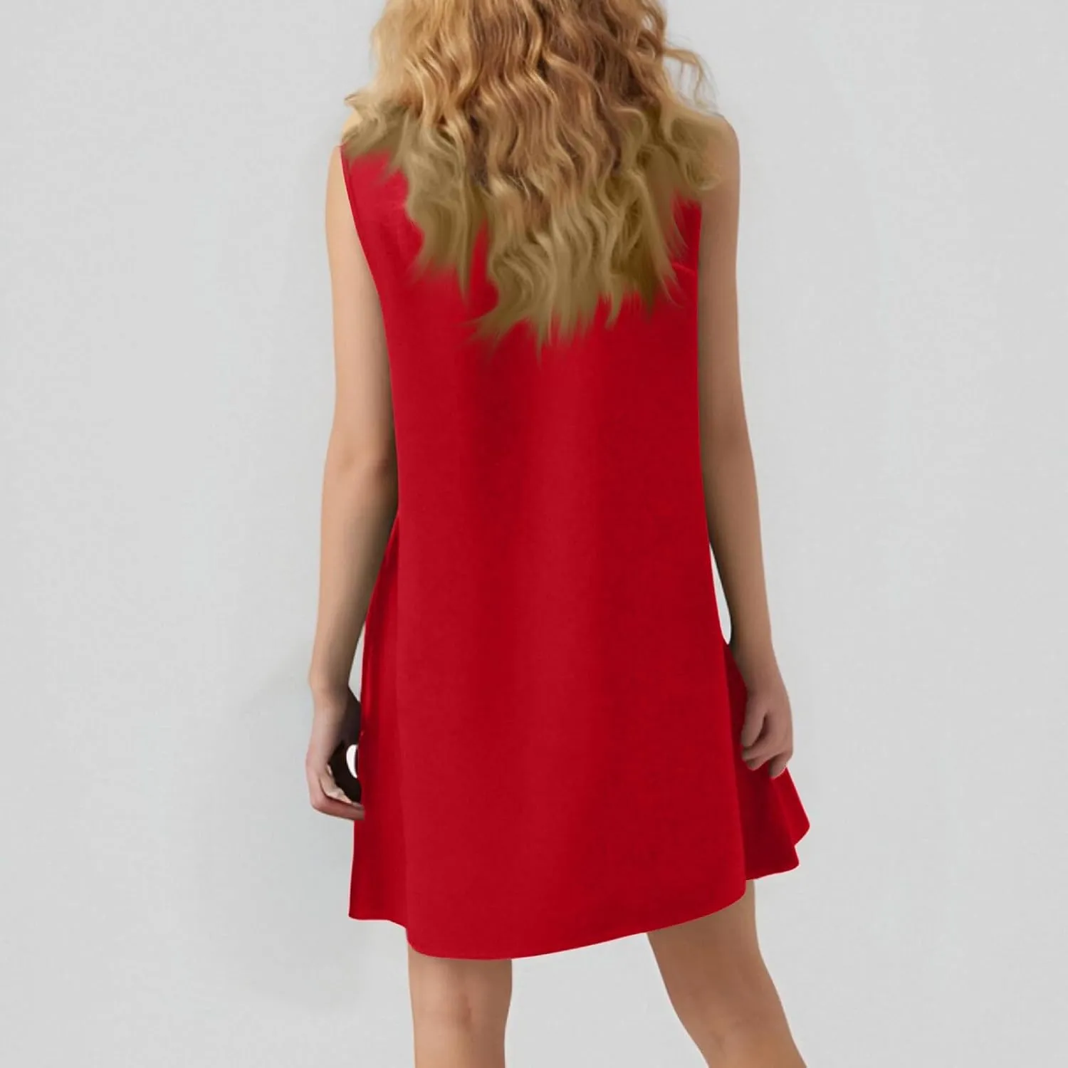 Women's Ruffle Hem Sleeveless Tank Dress Round Neck Casual Jacquard Hem Smock Summer Mini Dresses Sleeveless Dress for Women