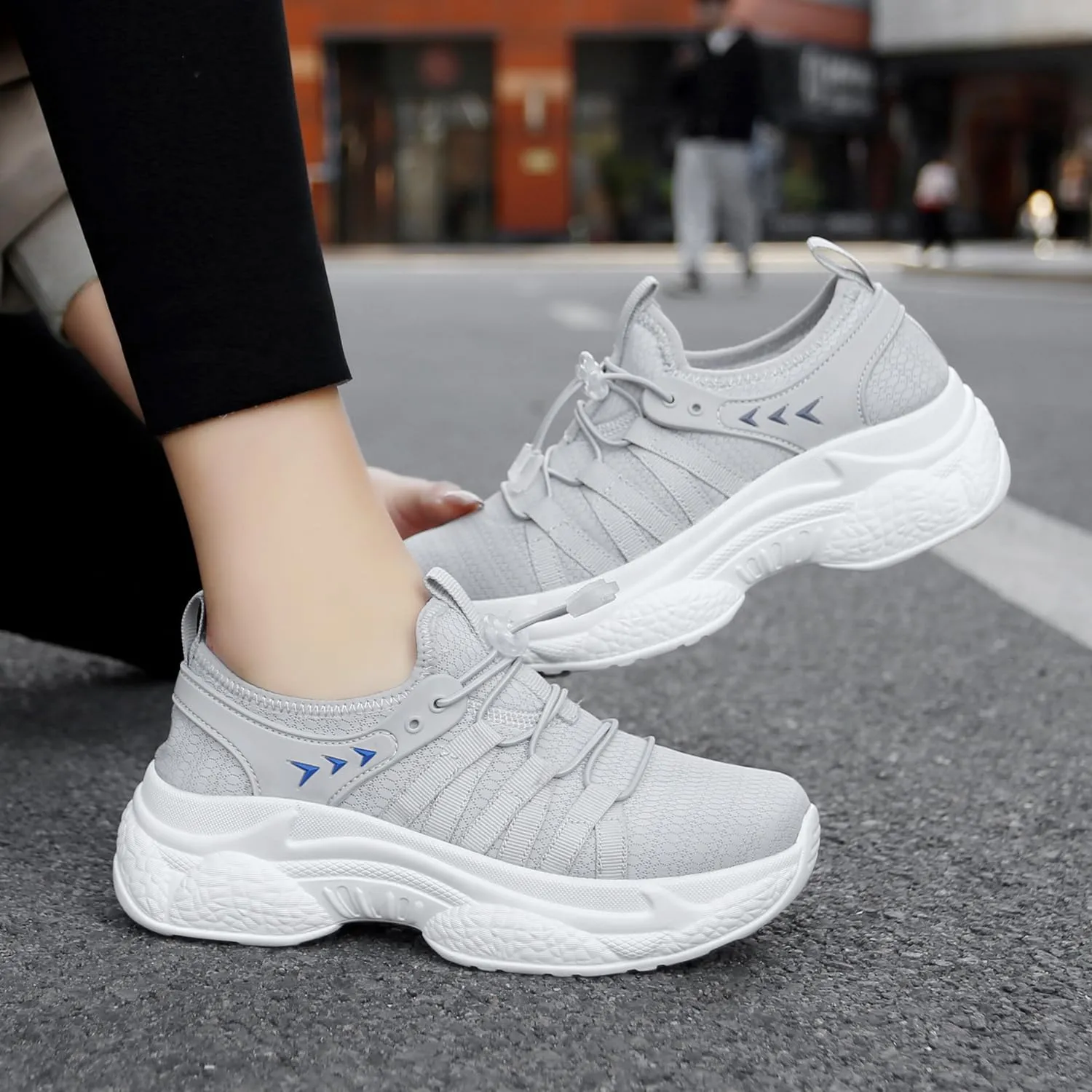 Womens Running Shoes Slip-on Walking Tennis Sneakers Lightweight Breathable Casual Soft Sole Mesh Workout Sports Shoes