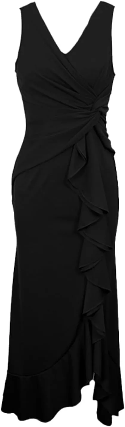 Womens Sexy Ruffle V Neck Ruched Formal Wedding Guest Prom Maxi Dress 2025 Irregular Cocktail High Split Evening Gown
