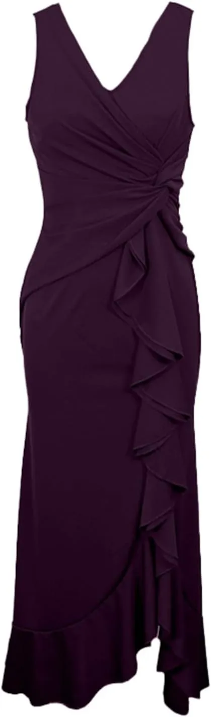 Womens Sexy Ruffle V Neck Ruched Formal Wedding Guest Prom Maxi Dress 2025 Irregular Cocktail High Split Evening Gown