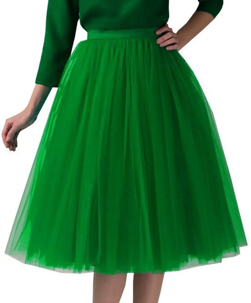 Womens Skirt Pleated Princess Mesh Skirt Dancing Skirt Thin Women's Sexy Skirts Puffy Skirts Midi Skirts for