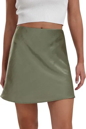 Women's Skirt with Shorts Underneath Sexy Mini High Waist Solid