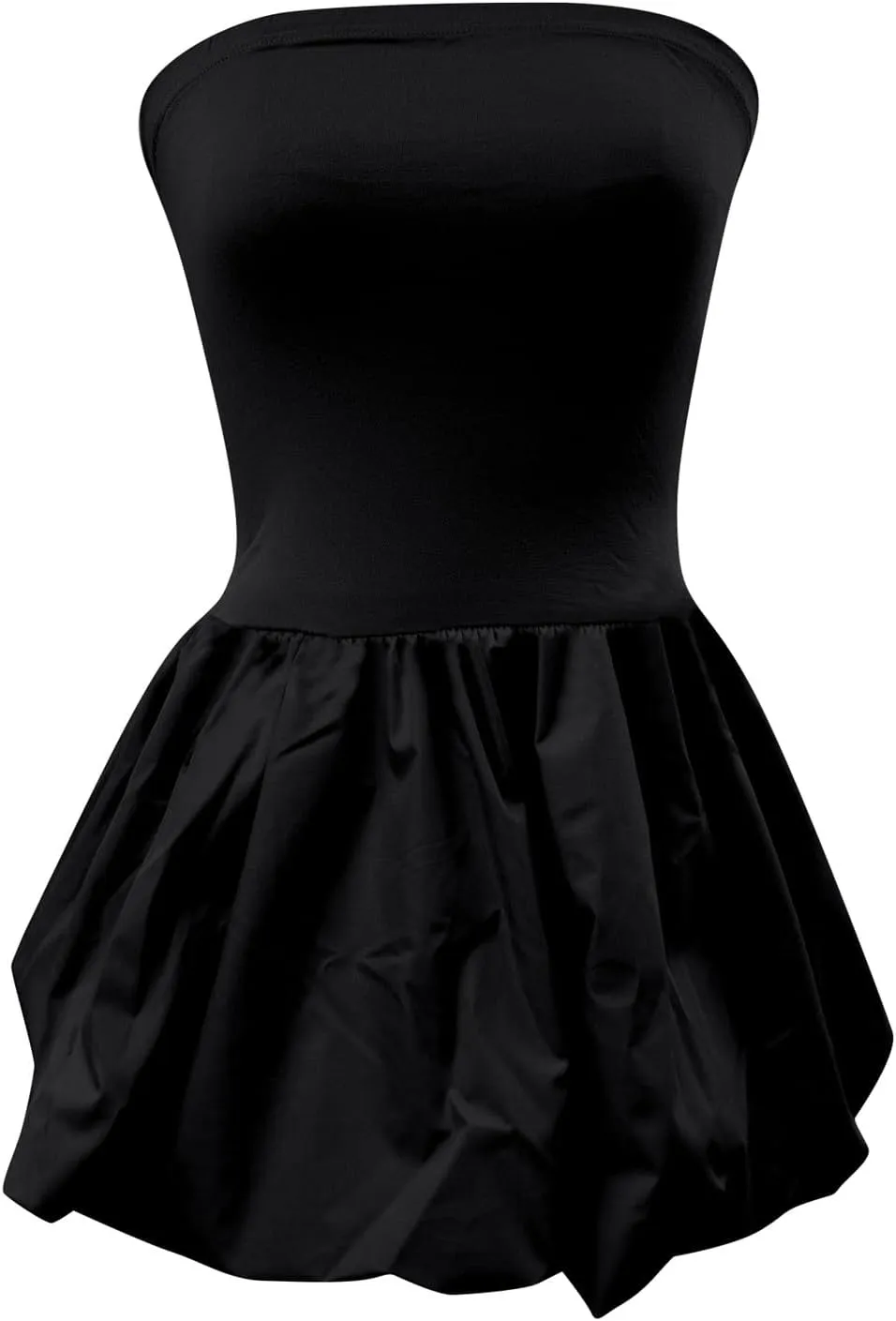 Women's Strapless Mini Party Dress 2025 Summer Casual Tube Top Ruffle A Line Short Patchwork Sundresses Clubwear