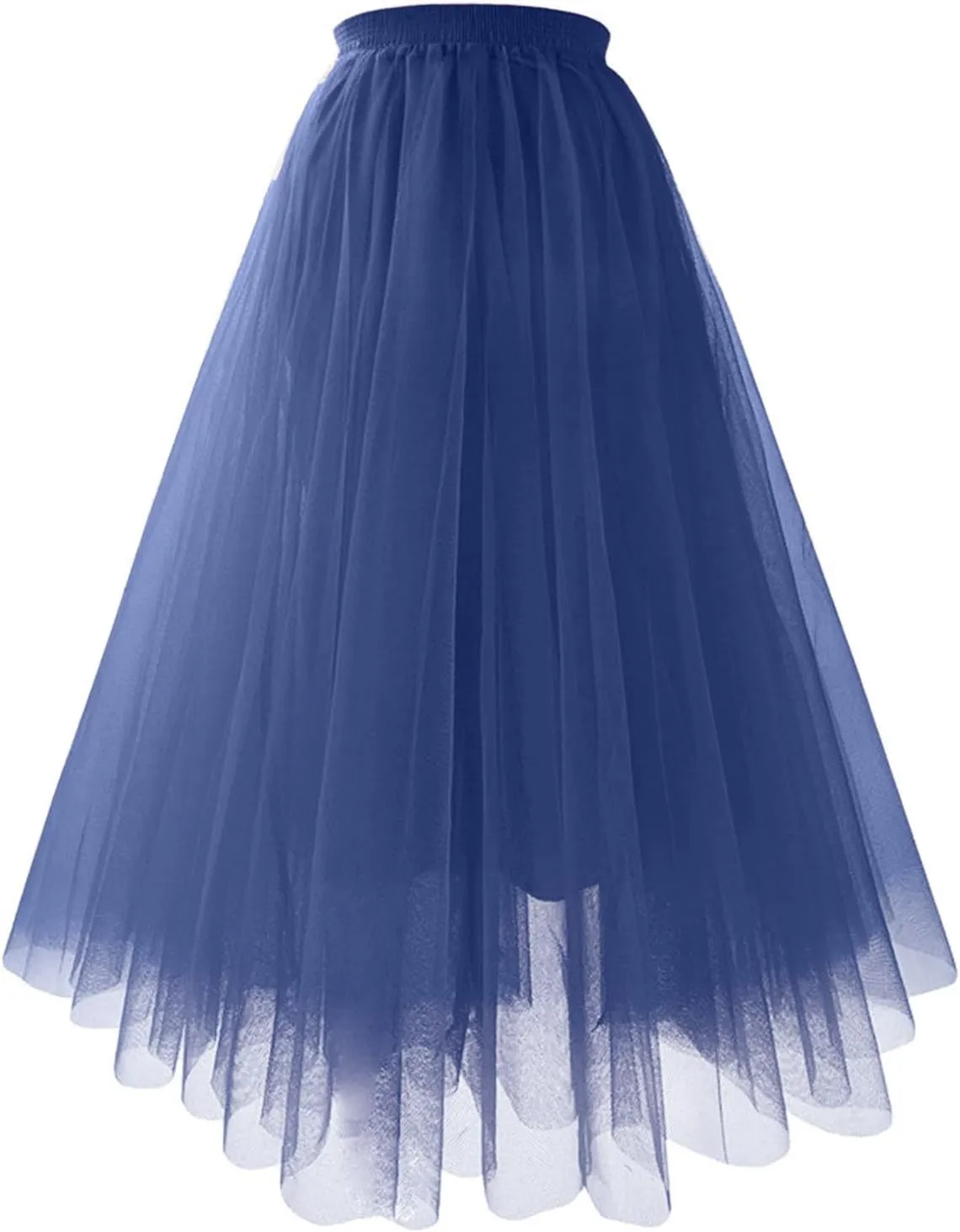 Women's Summer Casual Loose Trendy Elastic High Waist Solid Color Long Maxi Party Dance Fluffy Mesh Tulle Skirts 2025