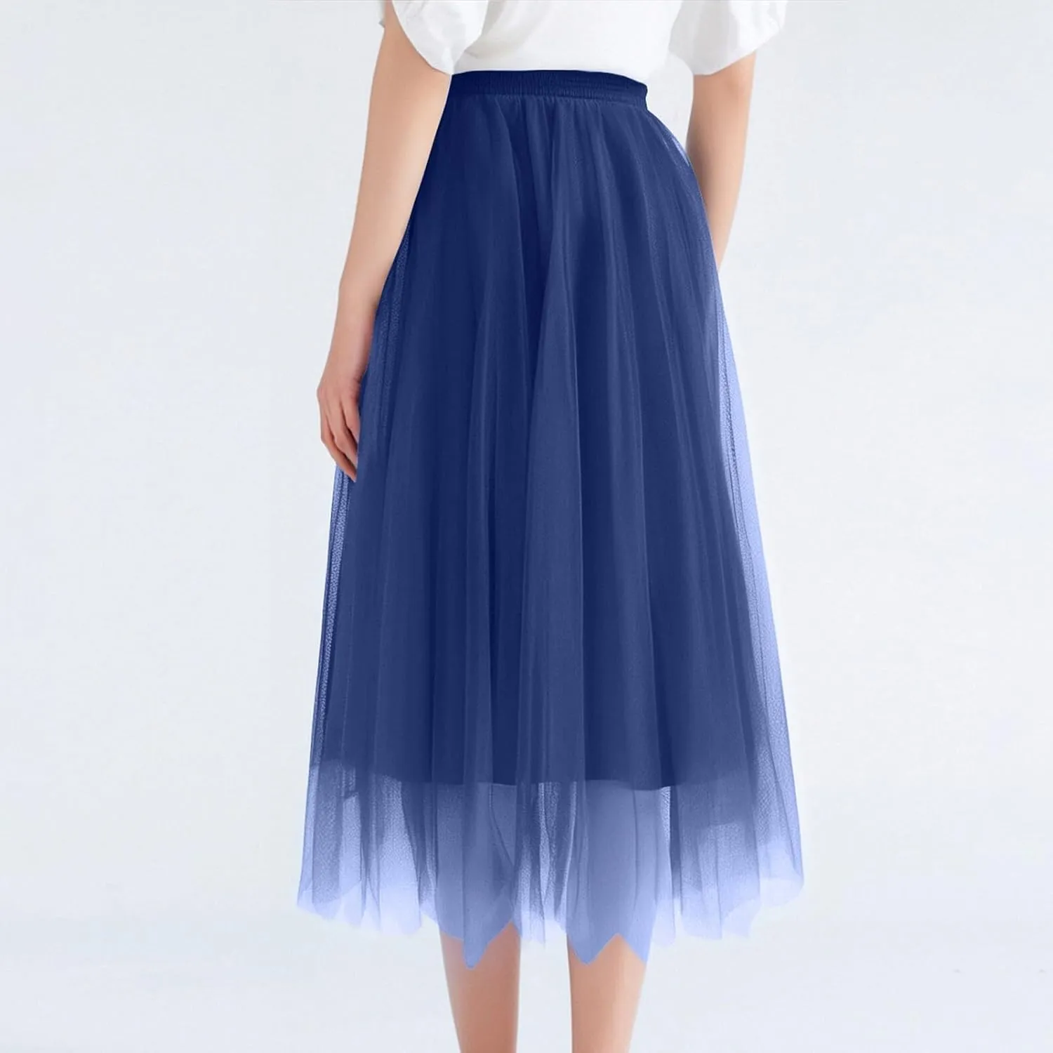 Women's Summer Casual Loose Trendy Elastic High Waist Solid Color Long Maxi Party Dance Fluffy Mesh Tulle Skirts 2025