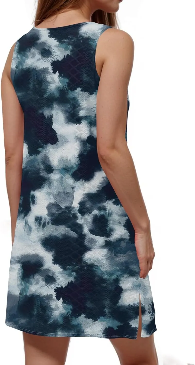 Womens Summer Casual Mini Dress Sleeveless Sundress 2025 Fashion Flowy Boho Beach Swimsuit Vacation Dresses