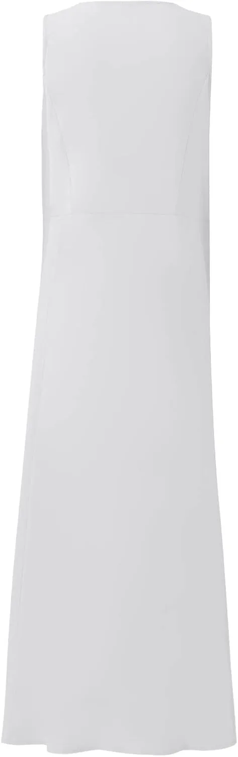 Womens Summer Dresses 2024 Casual Floral Print Boho Beach Sundress O Neck Sleeveless Loose Maxi Dress with Pockets