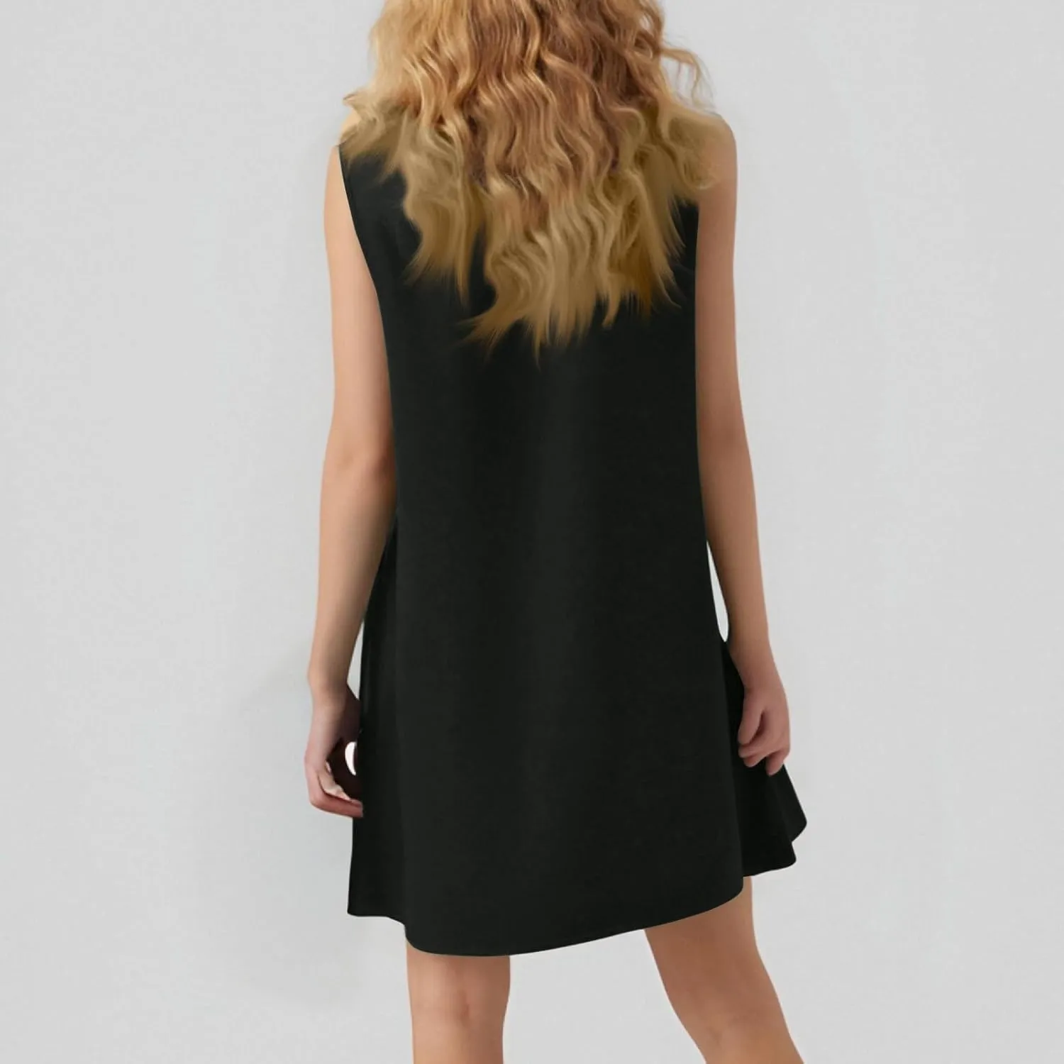 Women's Summer Dresses 2025 Round Neck Ruffle Sleeveless Tank Dress Casual A-Line Sundresses Beach Vacation Clothes