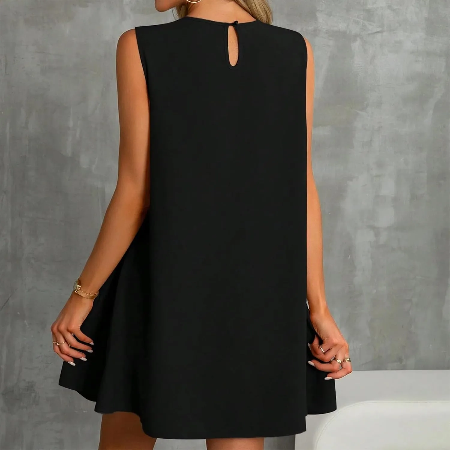 Women's Summer Dresses 2025 Round Neck Ruffle Sleeveless Tank Dress Casual A-Line Sundresses Beach Vacation Clothes