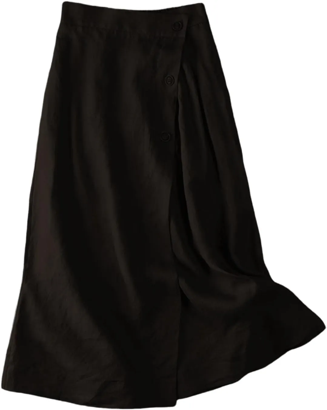 Women's Summer Elastic Swing Midi A Line Skirt Button Front High Waist Skirts Casual Trendy Beach Western Skirts