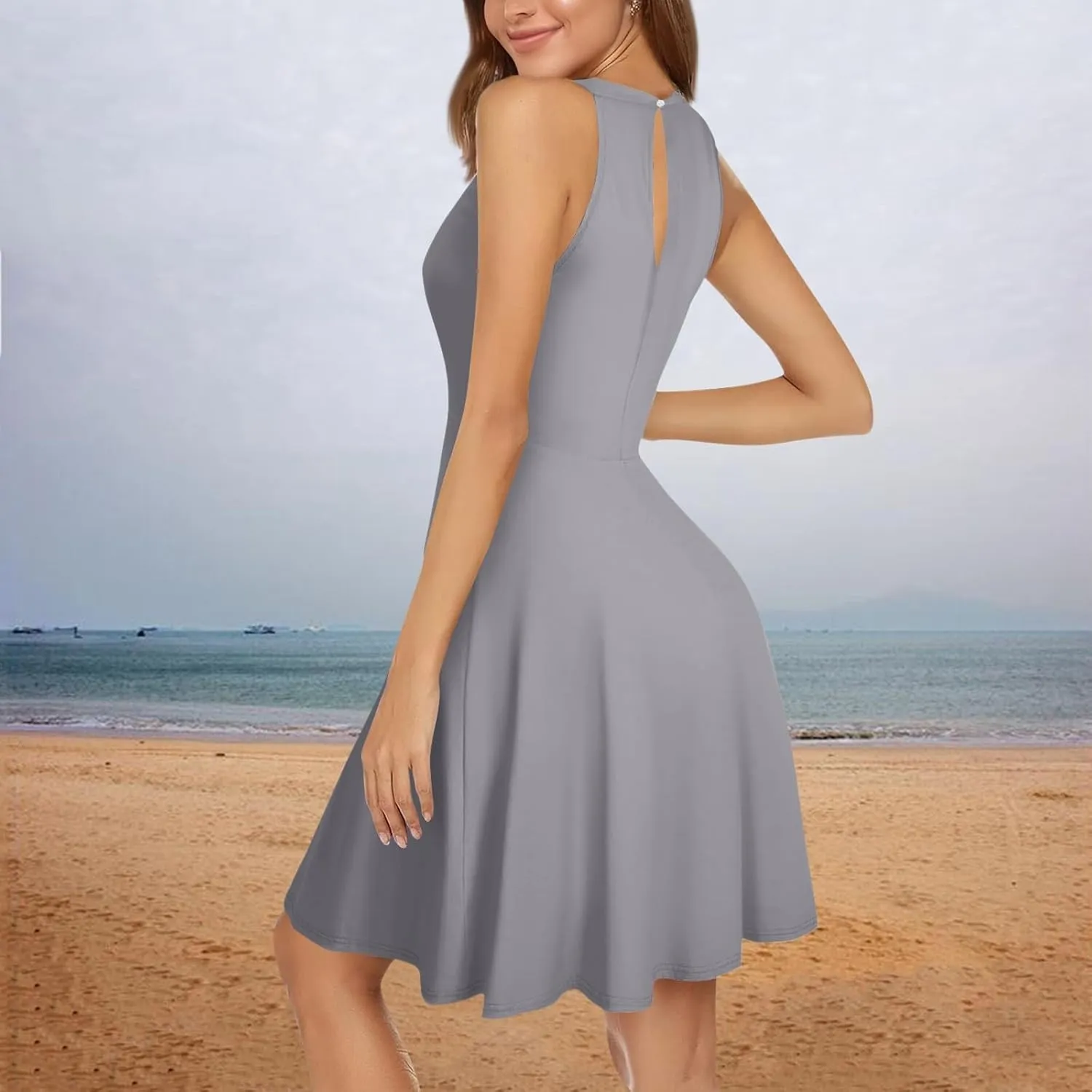 Women's Summer Halter Sleeveless Dresses 2025 Fashion Casual Sundress for Party Beach Vacation
