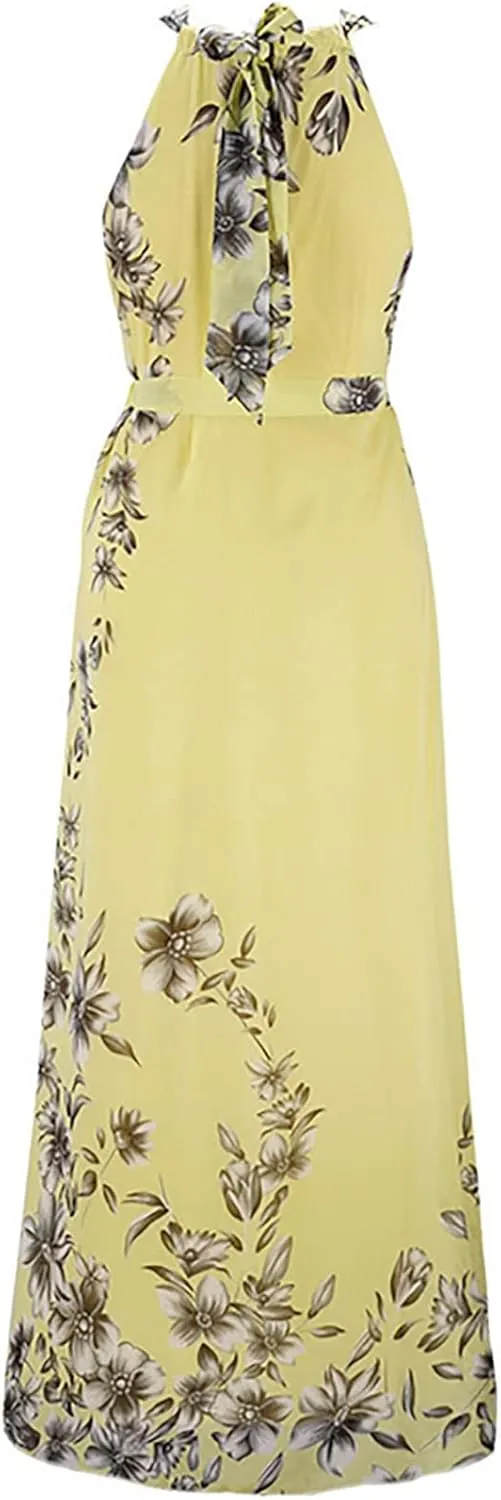 Women's Summer Maxi Dress Casual Gradient Sleeveless Dress Split Floral Sundress Beach Vacation Flowy Long Dresses