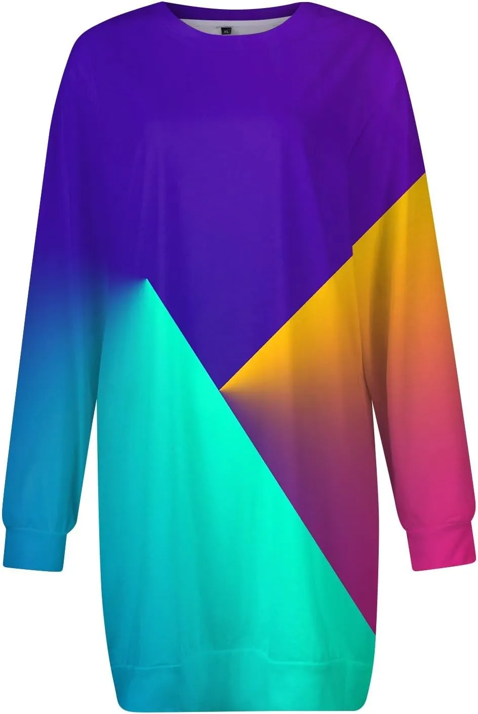 Womens Sweater Dresses 2024 Round Neck Geometric Long Sleeve Hip Wrapped Dress Sweater Dress