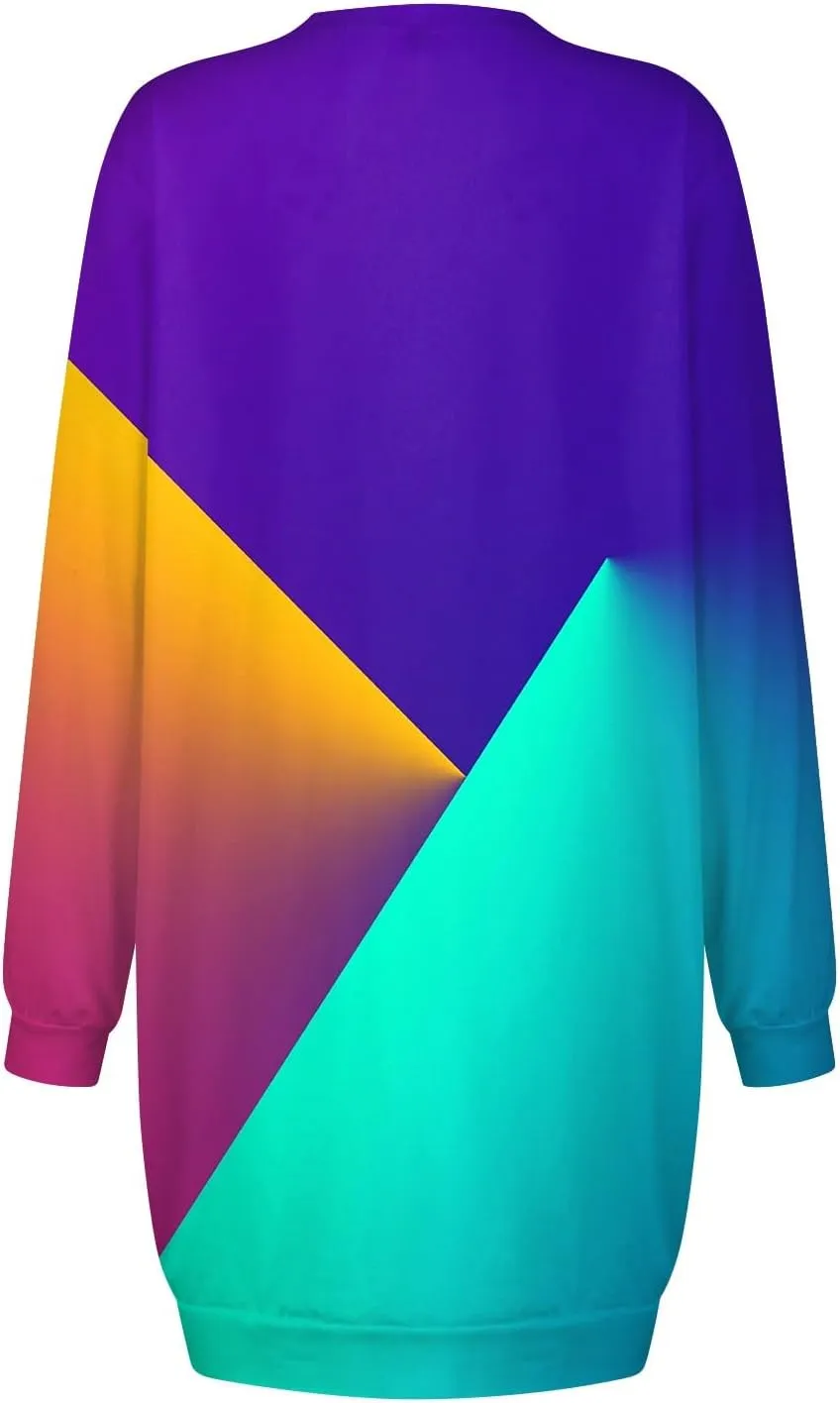 Womens Sweater Dresses 2024 Round Neck Geometric Long Sleeve Hip Wrapped Dress Sweater Dress