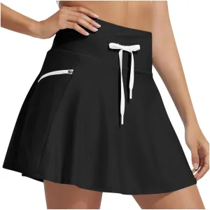 Women's Swim Skirt Quick Dry Workout High Waisted Skirts Drawstring Sports Beach Cute Pure Smooth Skirt 2025 New
