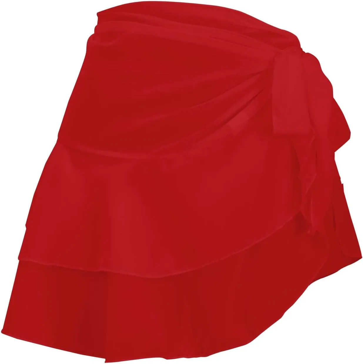 Womens Tie Side Mini Skirt Ruffle Sarongs Beach Wrap Swimdress Bikini Cover Up Skirt Summer Casual Sheer Mesh Skirt