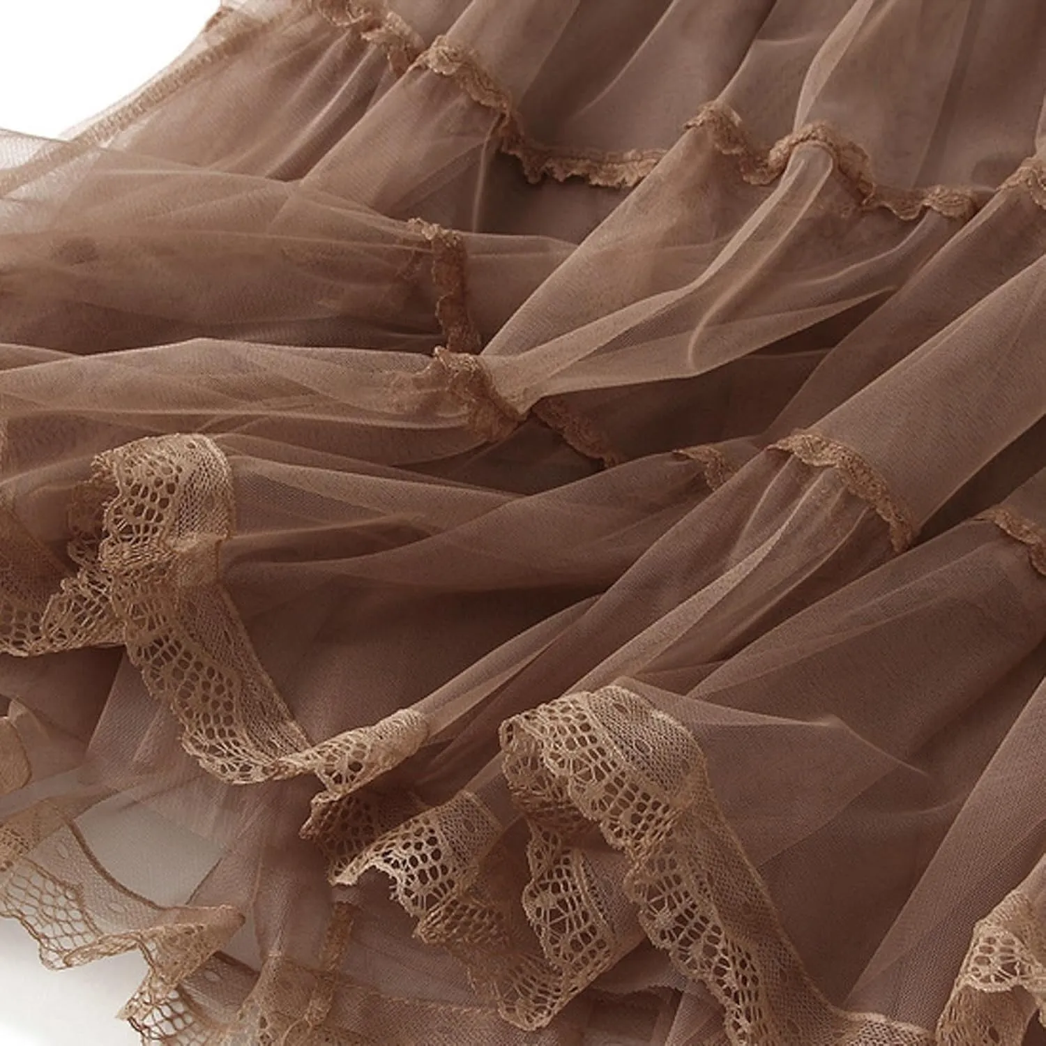Womens Tulle Midi Skirt Dance Party A Line Elastic High Waisted Lace Skirt Mesh Puffy Long Maxi Skirt Holiday Skirts