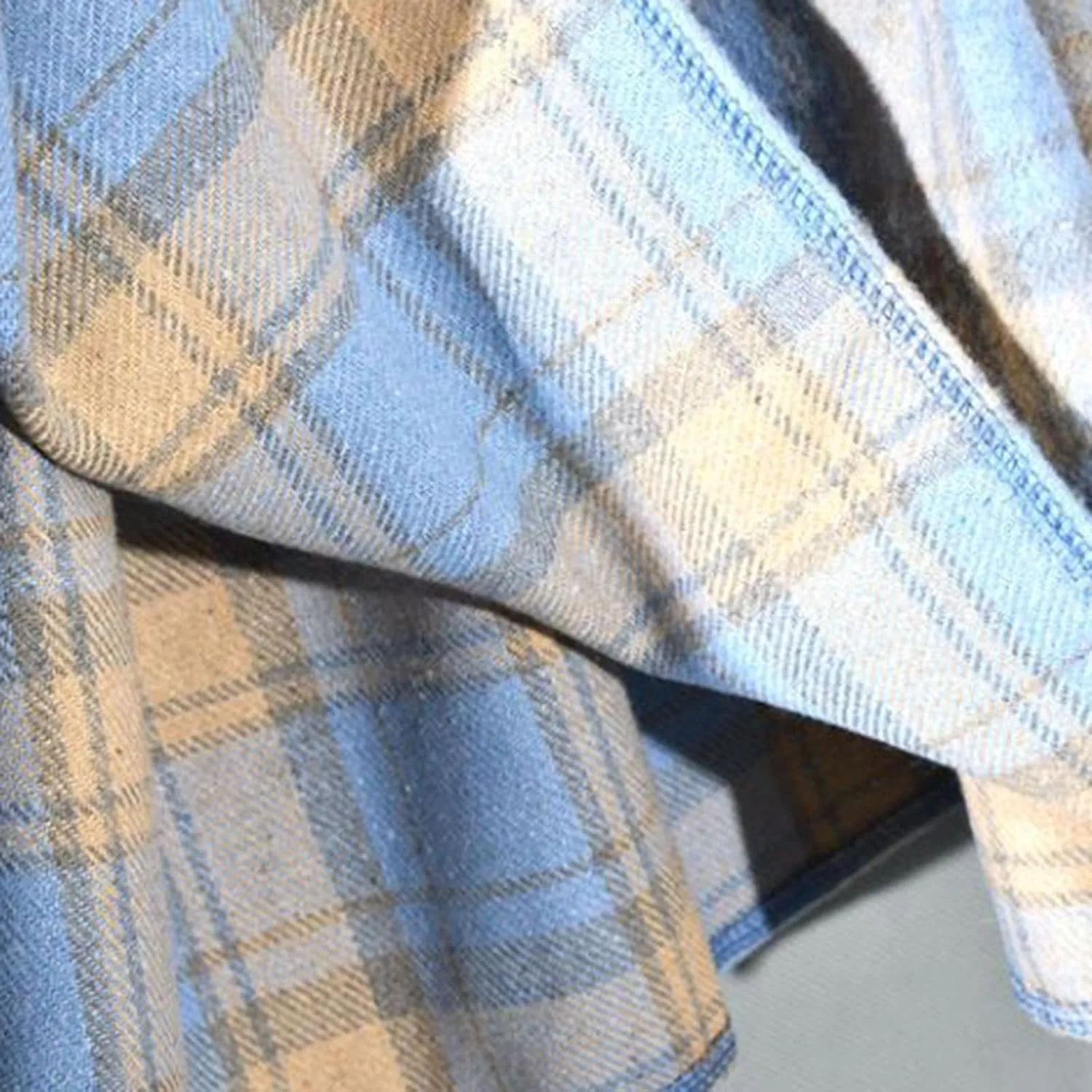 Women's Woolen Midi Skirts Vintage Plaid Elastic High Waist Pleated A-line Tartan Skirt Knee Length Pencil Skirt
