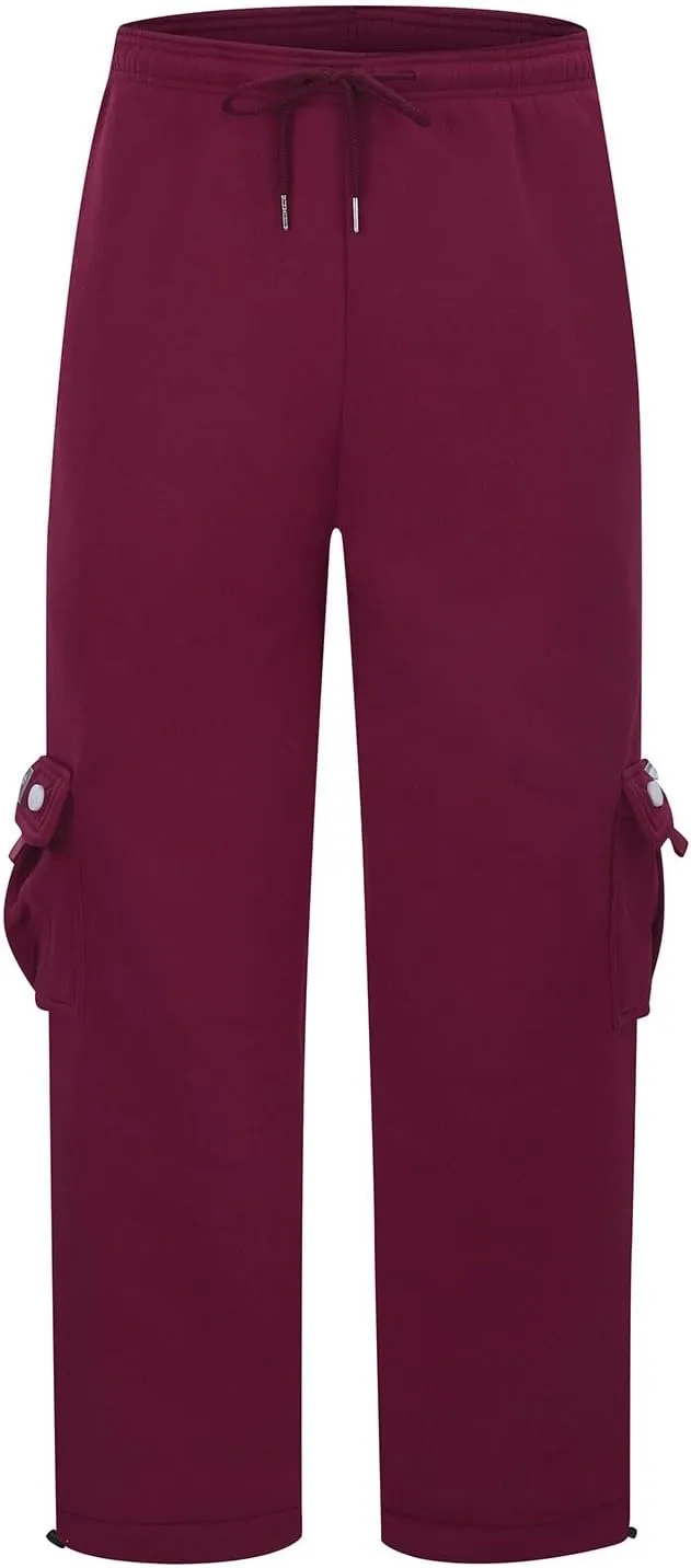 Work Pants for Men Solid Multi-Pocket Mid-Rise Zipper Comfort Stretch High Waist Slim Casual Straight Trousers