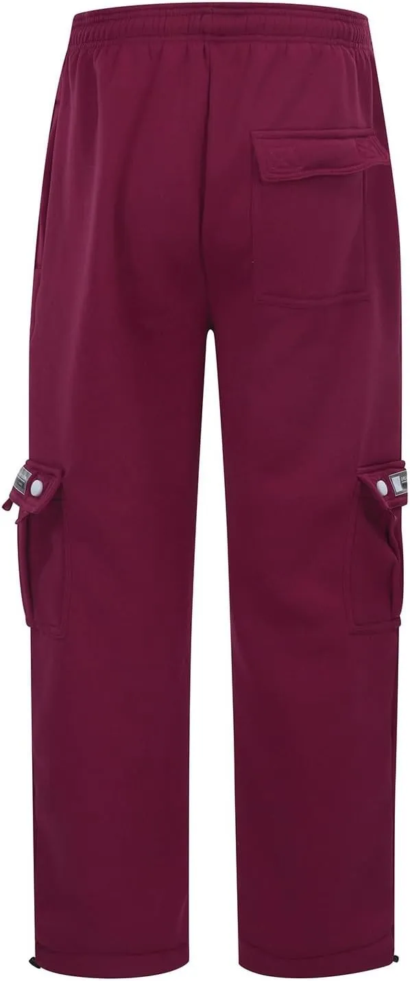 Work Pants for Men Solid Multi-Pocket Mid-Rise Zipper Comfort Stretch High Waist Slim Casual Straight Trousers