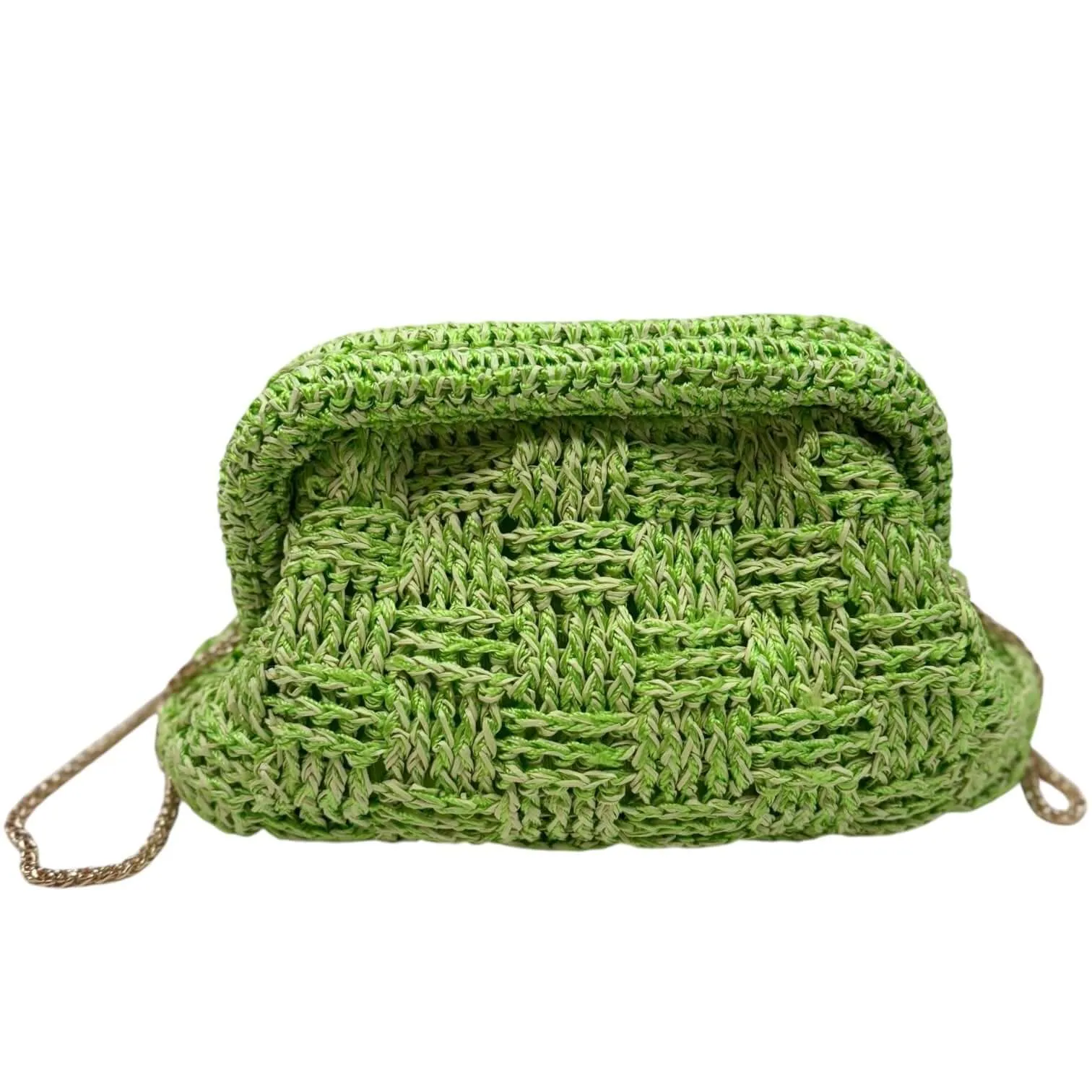 Woven Snap Clutch - Lime