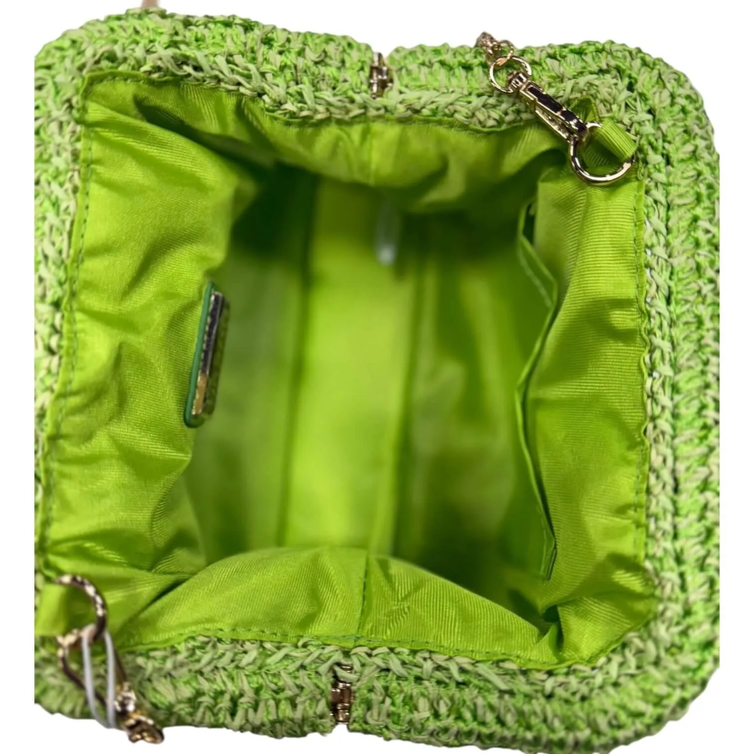 Woven Snap Clutch - Lime