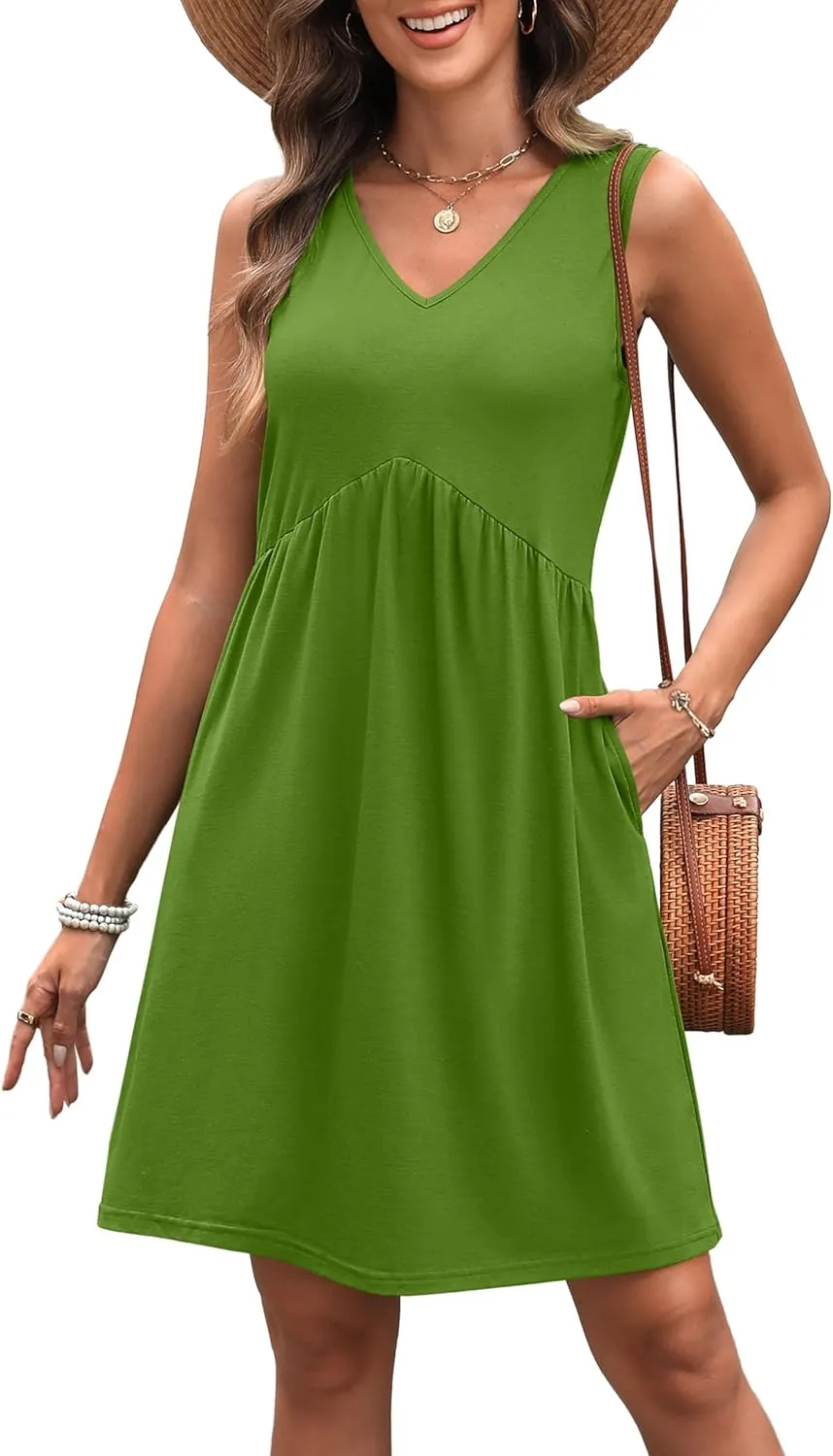 XIEERDUO Summer Dresses for Women 2025 Casual Dress V Neck Swimsuit Coverup Beach Vacation Clothes Fashion