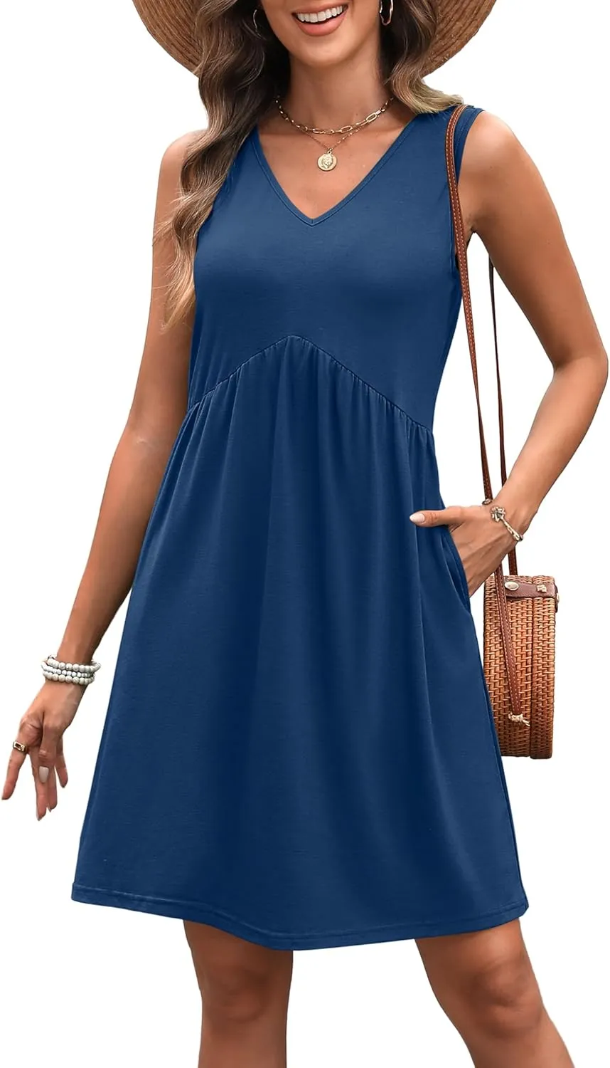XIEERDUO Summer Dresses for Women 2025 Casual Dress V Neck Swimsuit Coverup Beach Vacation Clothes Fashion