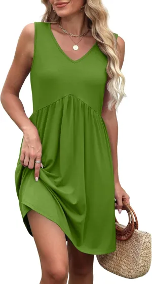 XIEERDUO Summer Dresses for Women 2025 Casual Dress V Neck Swimsuit Coverup Beach Vacation Clothes Fashion