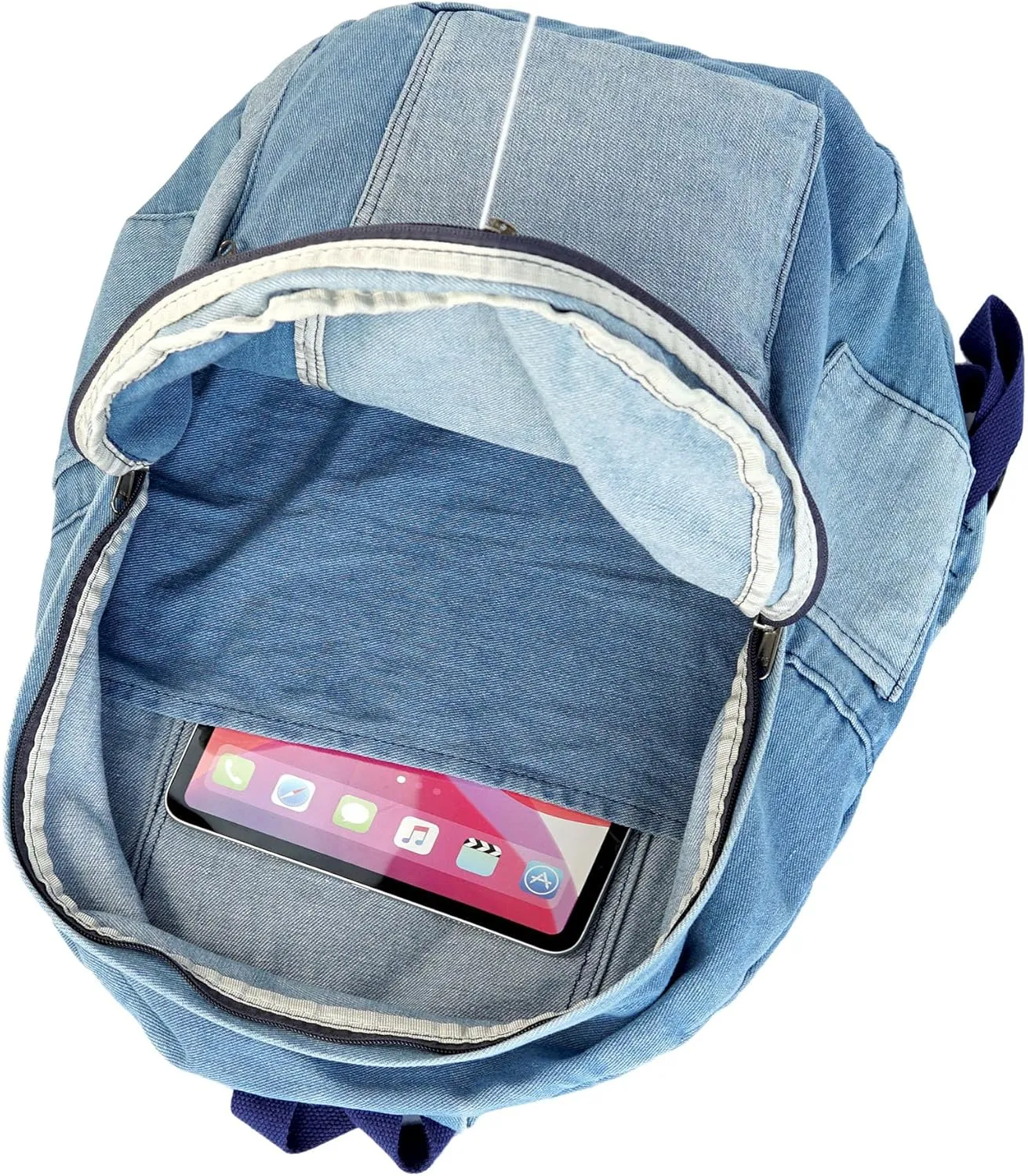 YunZh Denim Backpack Casual Style Lightweight Jeans Backpacks Classic Retro Travel Daypack