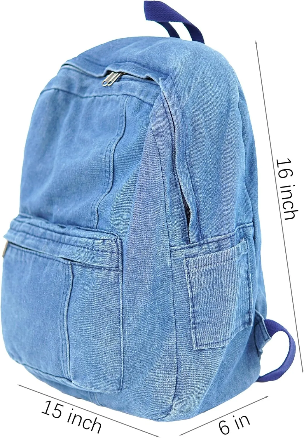YunZh Denim Backpack Casual Style Lightweight Jeans Backpacks Classic Retro Travel Daypack