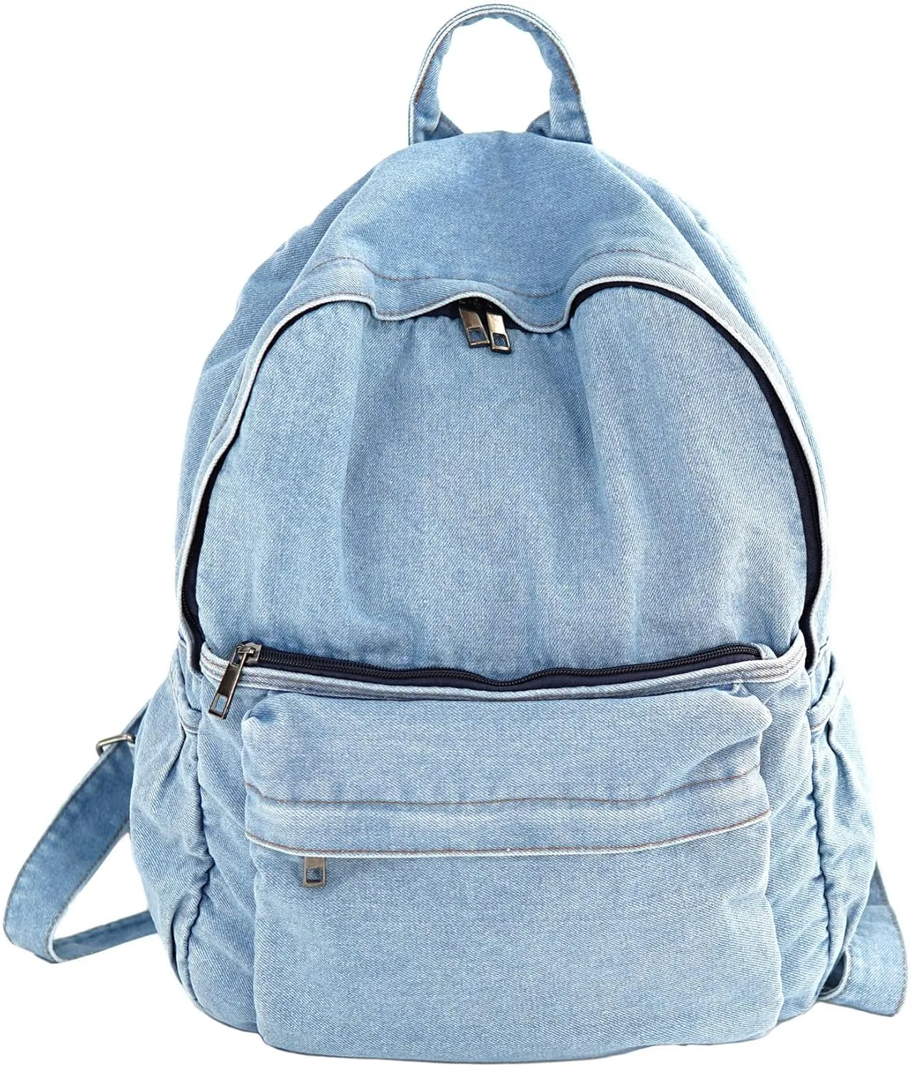 YunZh Denim Backpack Casual Style Lightweight Jeans Backpacks Classic Retro Travel Daypack