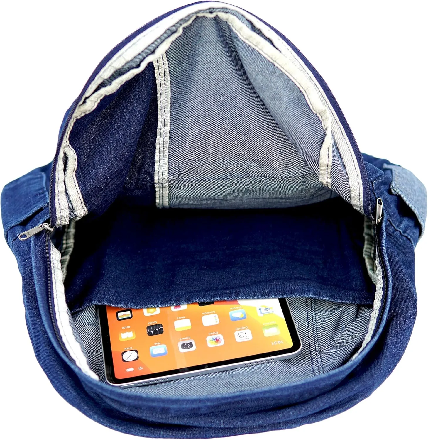 YunZh Denim Backpack Casual Style Lightweight Jeans Backpacks Classic Retro Travel Daypack