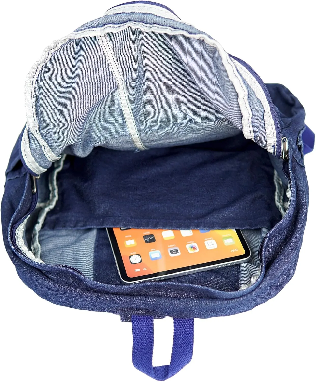 YunZh Denim Backpack Casual Style Lightweight Jeans Backpacks Classic Retro Travel Daypack