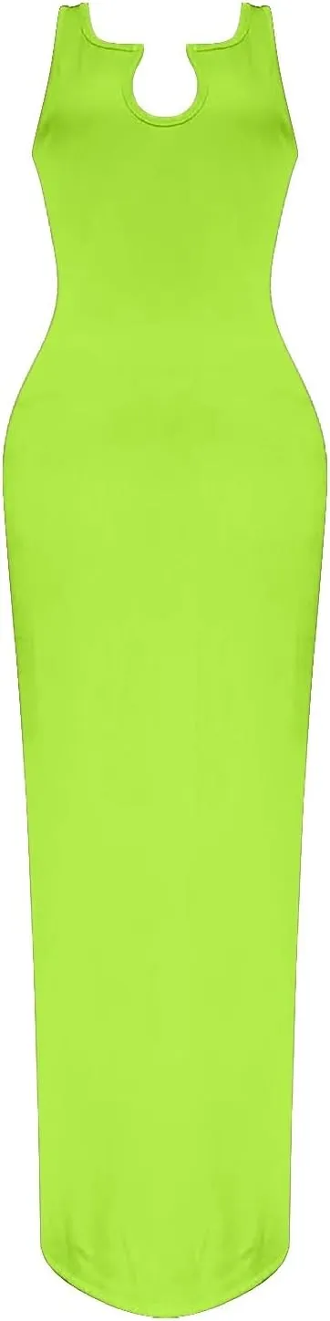 ZYXTIM Women's Sexy Bodycon Tank Dress Deep V Neck Ruched Sleeveless Casual Midi Dresses Slim Fitted Pencil Dresses Plus Size